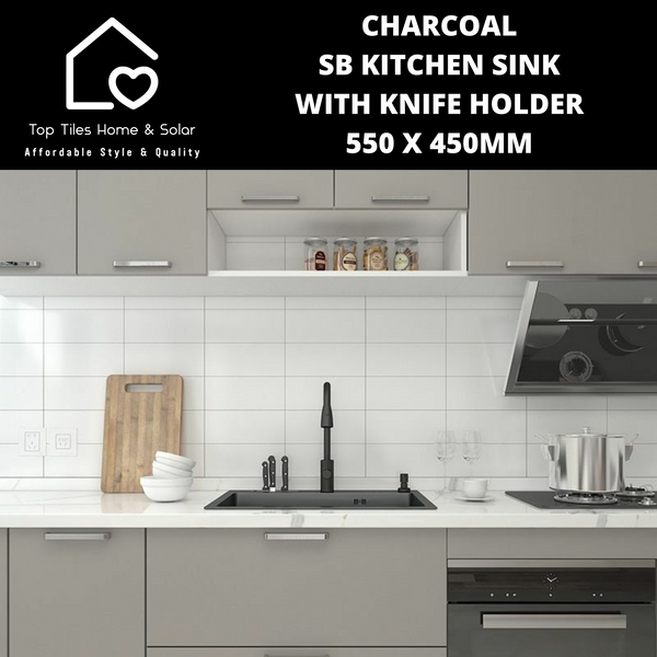 Charcoal SB Kitchen Sink with Knife Holder - 550 x 450mm