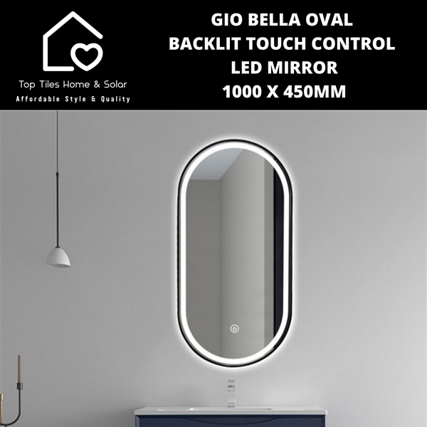 Gio Bella Oval Backlit Touch Control Led Mirror - 1000 x 450mm