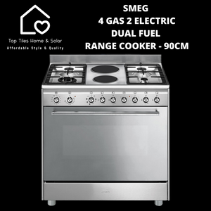 Smeg 4 Gas 2 Electric Dual Fuel Range Cooker - 90CM