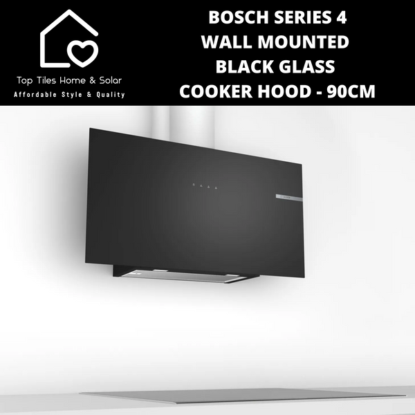 Bosch Series 4 - Wall Mounted Black Glass Cooker Hood - 90cm