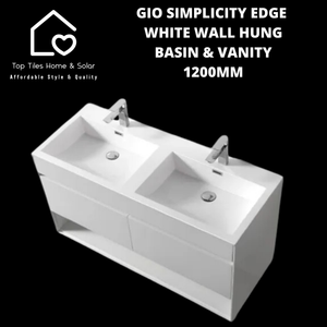 Gio Simplicity Edge White Wall Hung Basin & Vanity - 1200mm