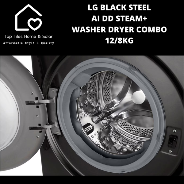 LG Black Steel AI DD Steam+ Washer Dryer Combo - 12/8kg