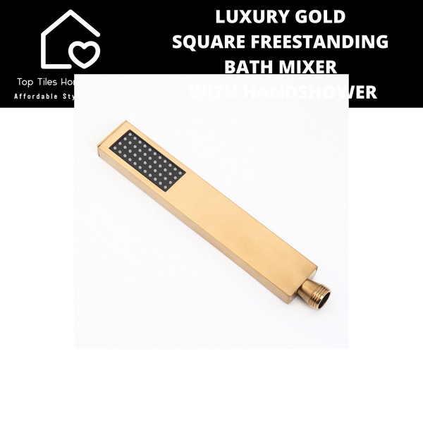 Luxury Gold Square Freestanding Bath Mixer With Handshower