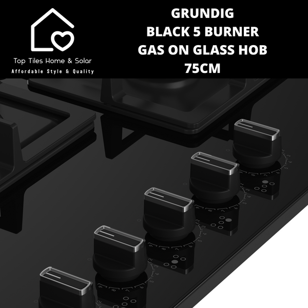 Grundig Black 5 Burner Gas on Glass Hob - 75cm