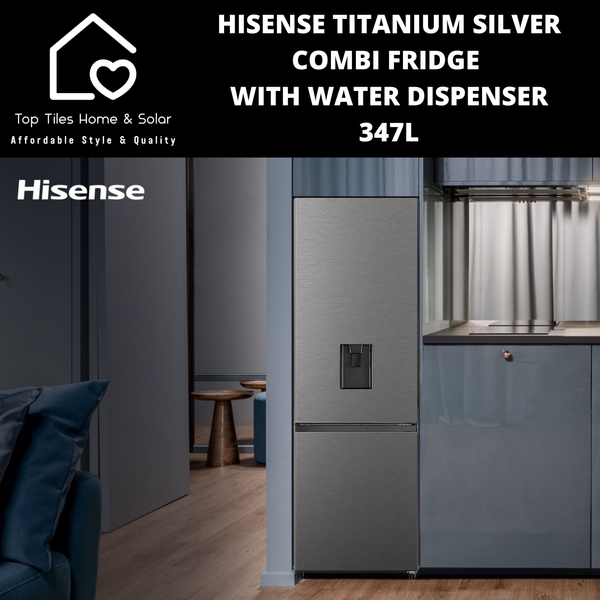 Hisense Titanium Silver Combi Fridge with Water Dispenser - 347L