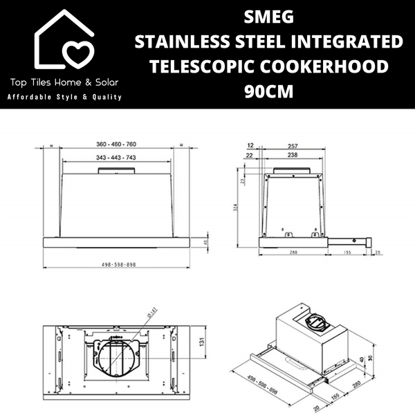 Smeg Stainless Steel Integrated Telescopic Cookerhood - 90cm