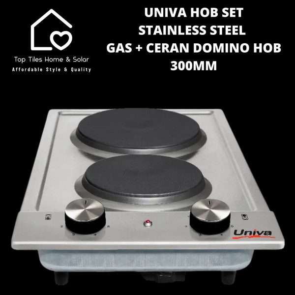 Univa Hob Set - Stainless Steel Gas + Ceran Domino Hob - 300mm