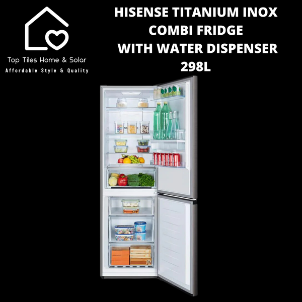 Hisense Titanium Inox Combi Fridge with Water Dispenser - 298L