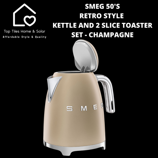 Smeg 50's Retro Style Kettle and 2 Slice Toaster Set - Champagne