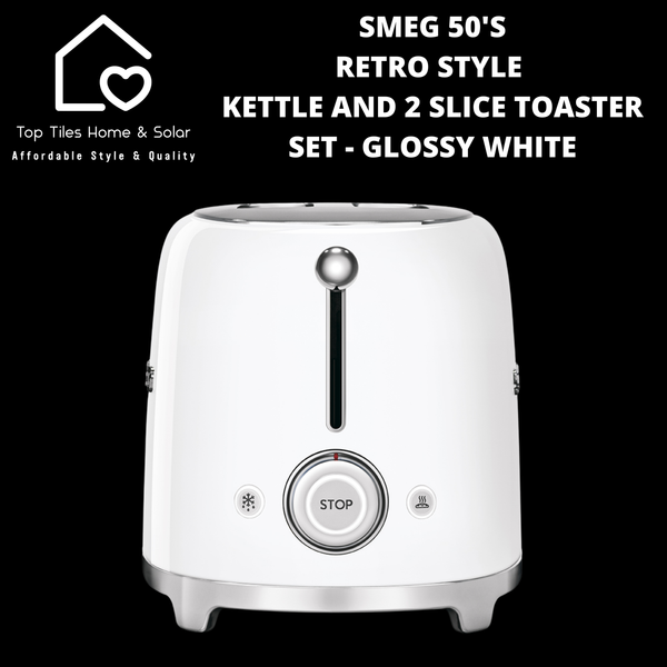 Smeg 50's Retro Style Kettle and 2 Slice Toaster Set - Glossy White