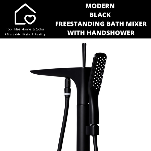 Modern Black Freestanding Bath Mixer With Handshower