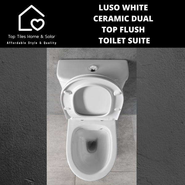 Luso White Ceramic Dual Top Flush Toilet Suite