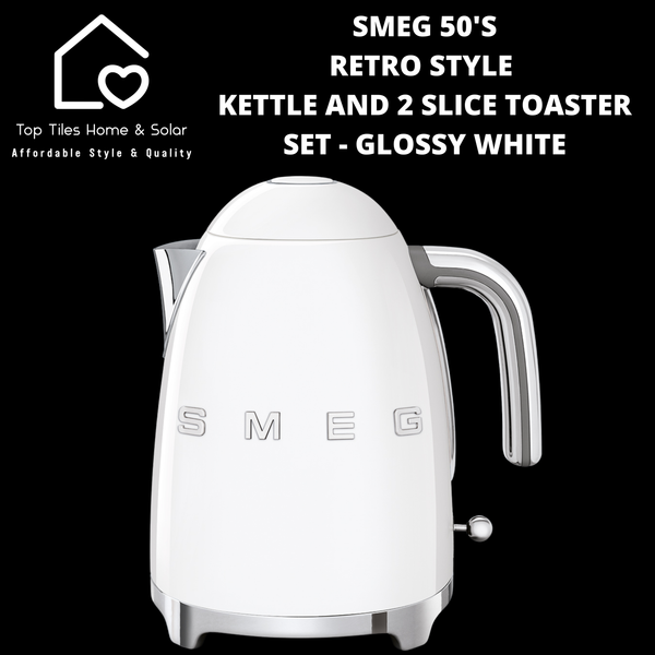 Smeg 50's Retro Style Kettle and 2 Slice Toaster Set - Glossy White