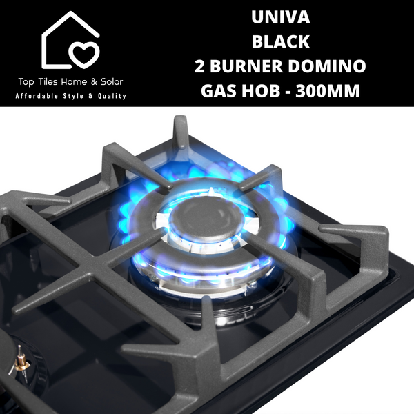 Univa Black 2 Burner Domino Gas Hob - 300mm