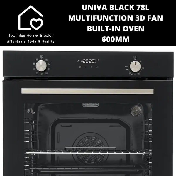 Univa Black 78L Multifunction 3D Fan Built-in oven - 600mm