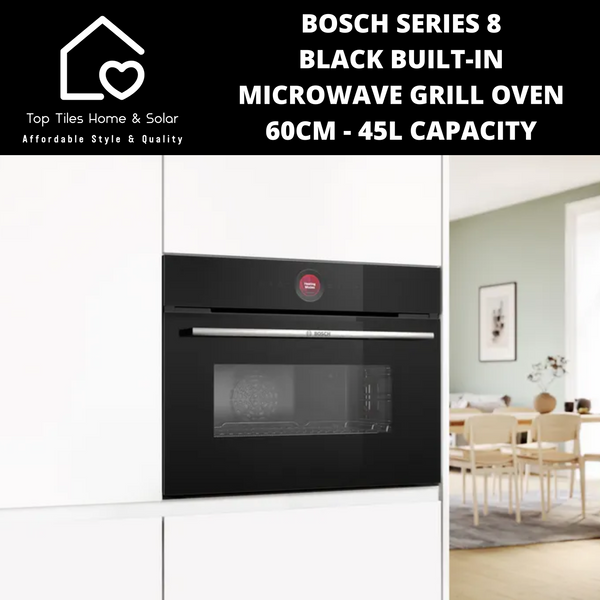 Bosch Series 8 - Black Built-in Microwave Grill Oven - 60cm - 45L CAPACITY