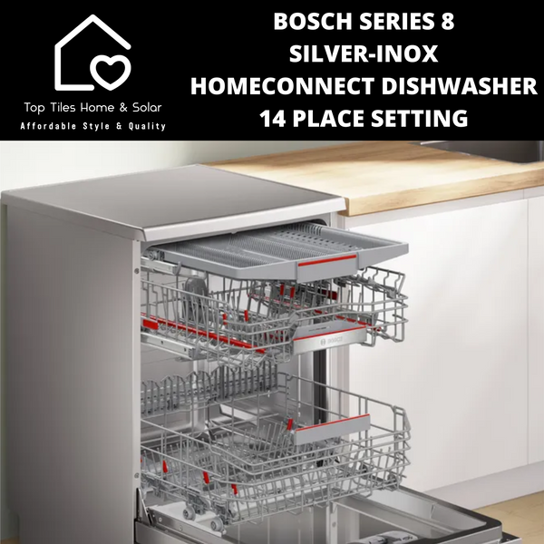 Bosch Series 8 - Silver-Inox HomeConnect Dishwasher - 14 Place Setting