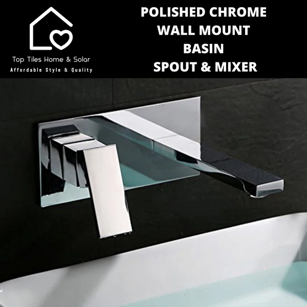 Polished Chrome Wall Mount Basin Spout & Mixer