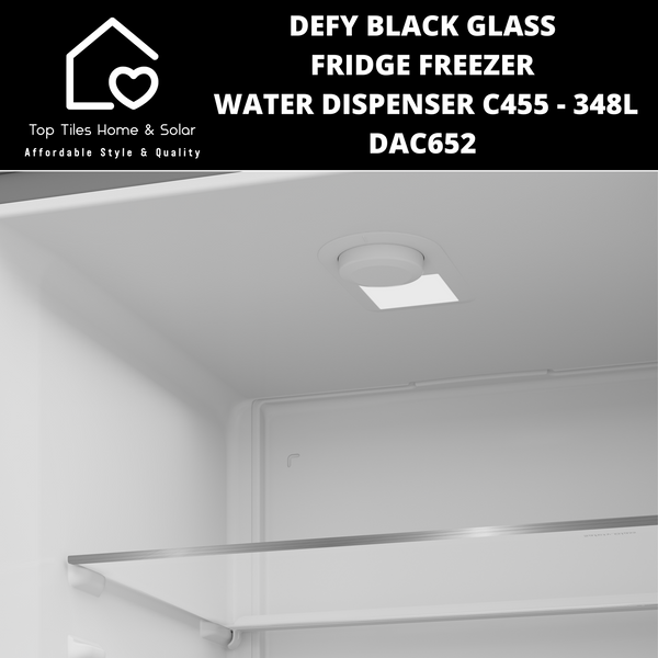 Defy Black Glass Combi Fridge Freezer Water Dispenser C455 - 348L DAC652