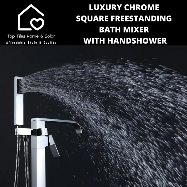 Luxury Chrome Square Freestanding Bath Mixer With Handshower