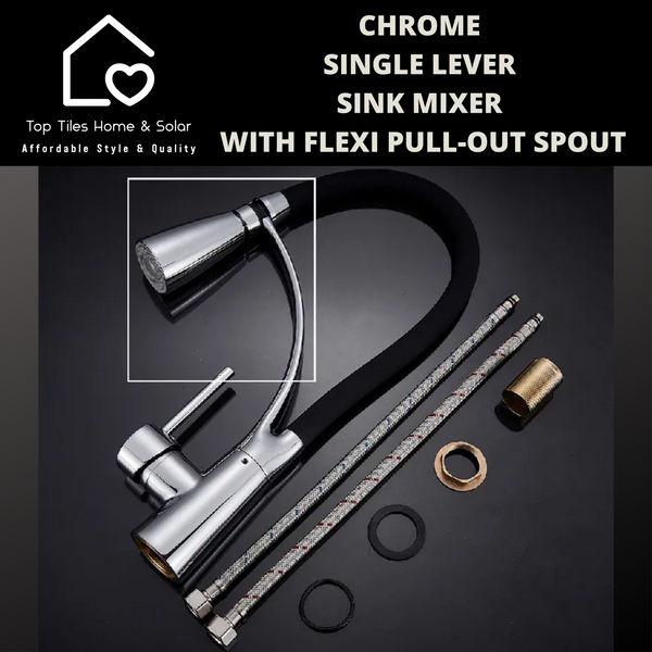 Chrome Single Lever Sink Mixer With Flexi Pull-Out Spout