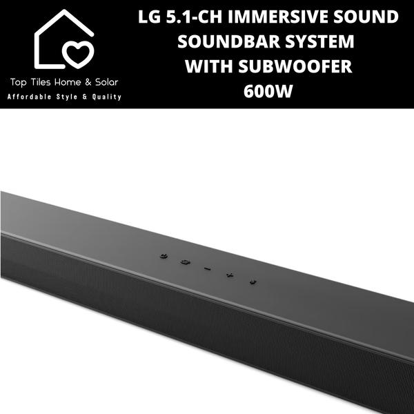 LG 5.1-Ch Immersive Sound Soundbar System with Subwoofer - 600W