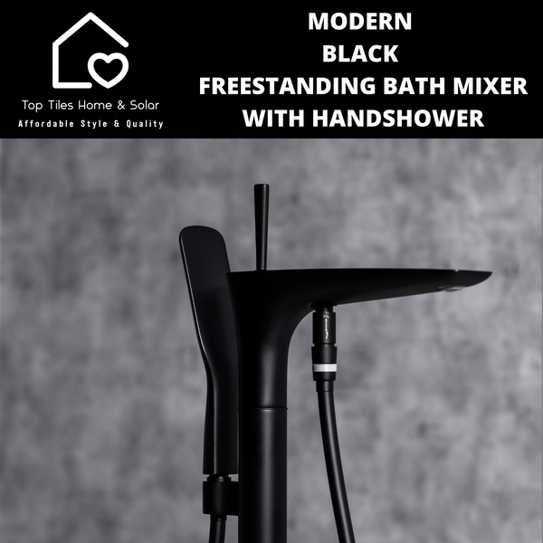 Modern Black Freestanding Bath Mixer With Handshower