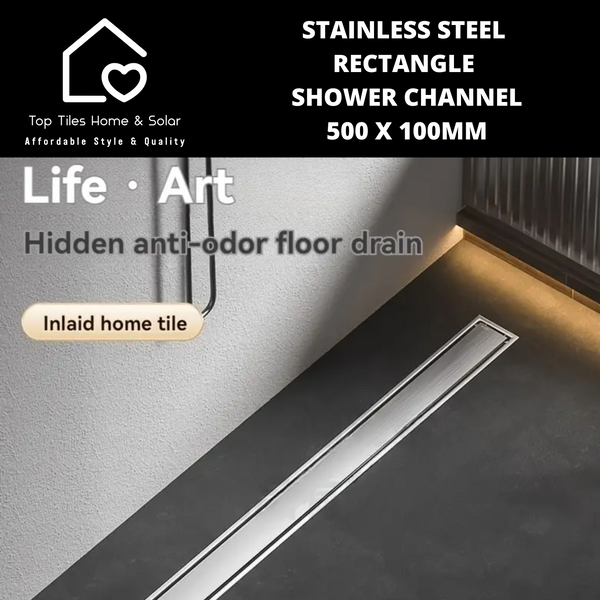 Stainless Steel Rectangle Shower Channel - 500 x 100mm