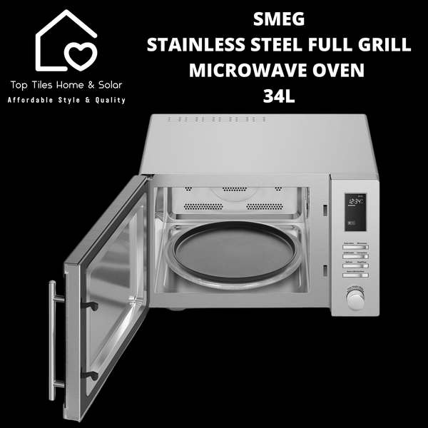 Smeg Stainless Steel Full Grill Microwave Oven - 34L