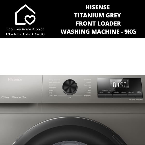 Hisense Titanium Grey Front Loader Washing Machine - 9kg