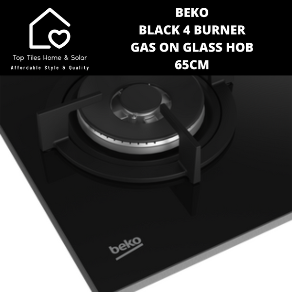 Beko Black 4 Burner Gas on Glass Hob - 65cm