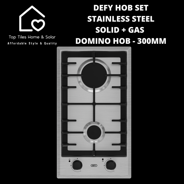 Defy Hob Set - Stainless Steel Solid + Gas Domino Hob - 300mm