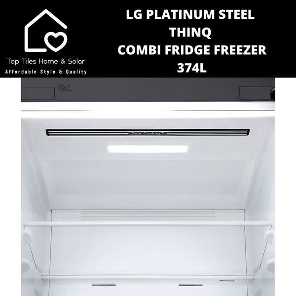 LG Platinum Steel ThinQ Combi Fridge Freezer - 374L