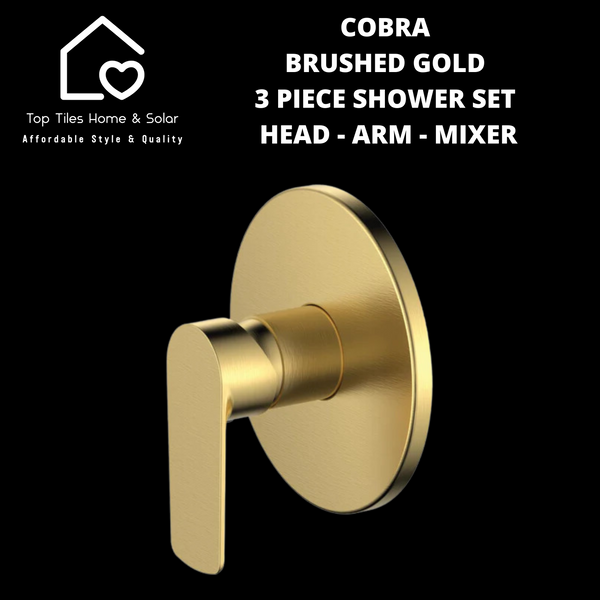 Cobra Brushed Gold 3 Piece Shower Set - Head - Arm - Mixer