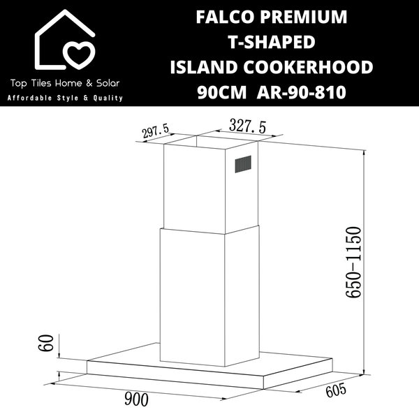 Falco Premium T-Shaped Island Cookerhood - 90cm AR-90-810