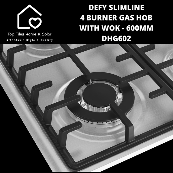 Defy Slimline 4 Burner Gas Hob With Wok - 600mm DHG602