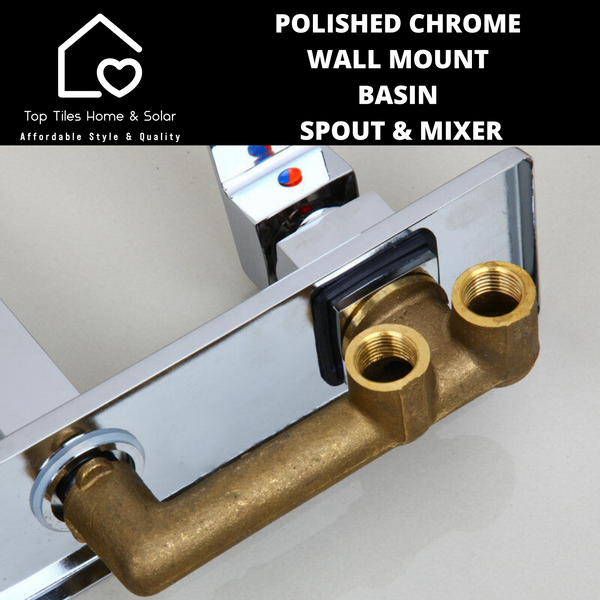 Polished Chrome Wall Mount Basin Spout & Mixer