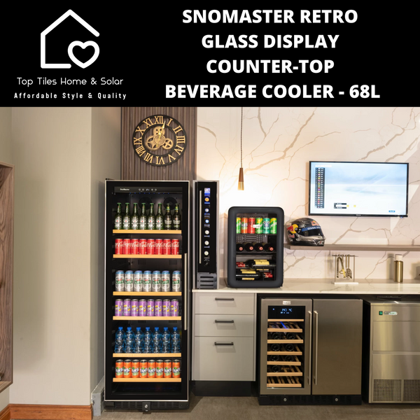 SnoMaster Retro Glass Display Counter-Top Beverage Cooler - 68L