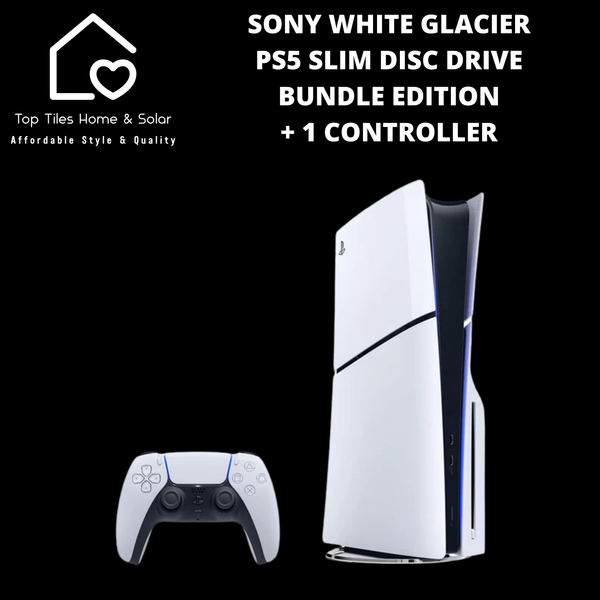 Sony White Glacier PS5 Slim Disc Drive Bundle Edition + 1 Controller