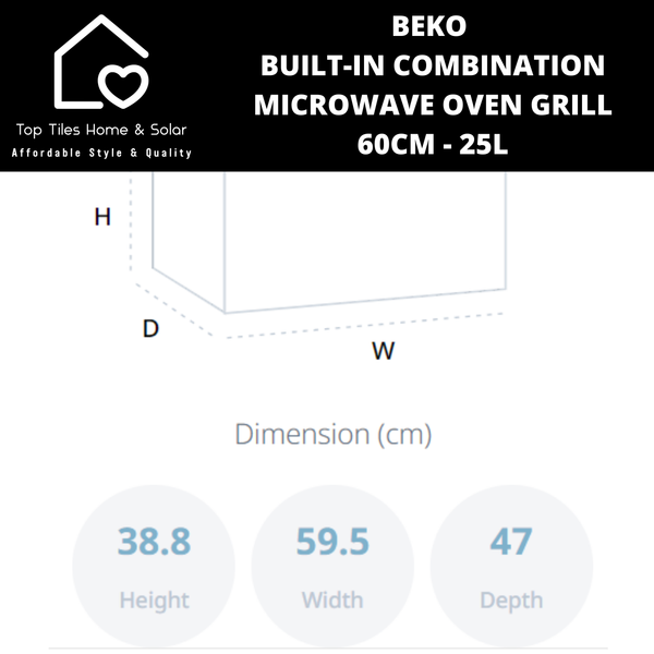 Beko Built-in Combination Microwave Oven Grill - 60cm - 25L