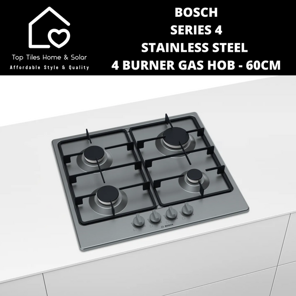 Bosch Series 4 Stainless Steel 4 Burner Gas Hob - 60cm