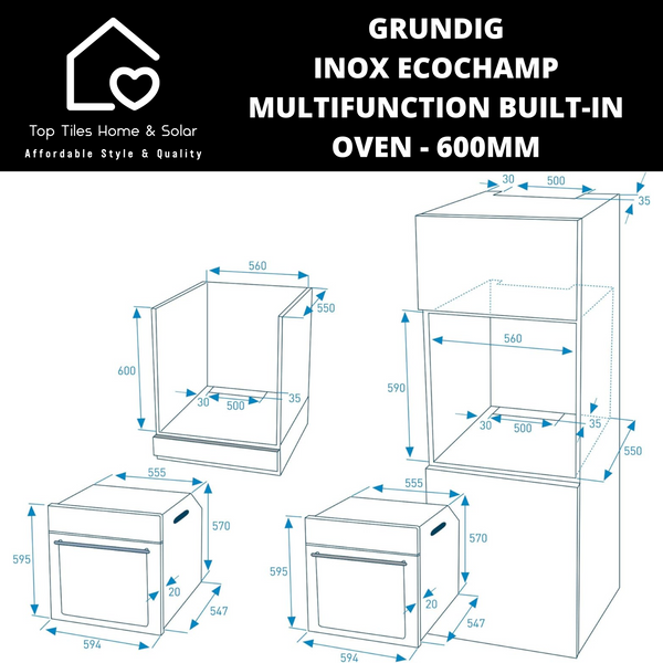 Grundig Inox EcoChamp Multifunction Built-in Oven - 600mm