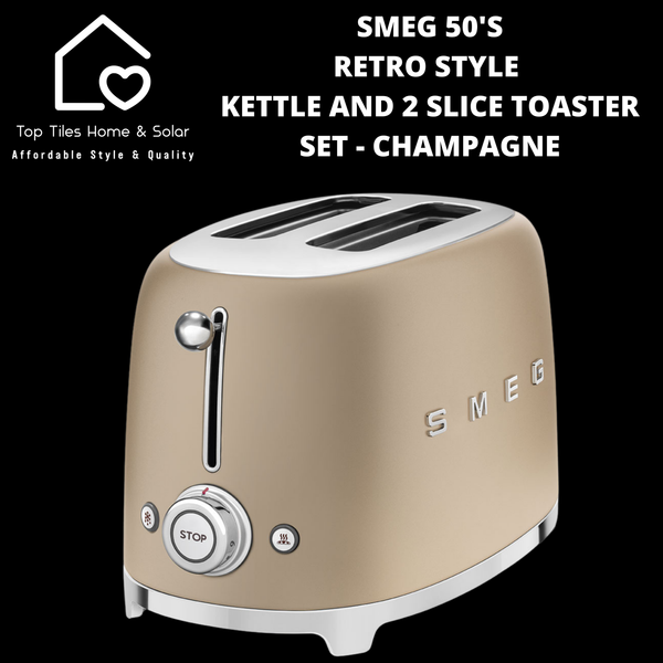 Smeg 50's Retro Style Kettle and 2 Slice Toaster Set - Champagne