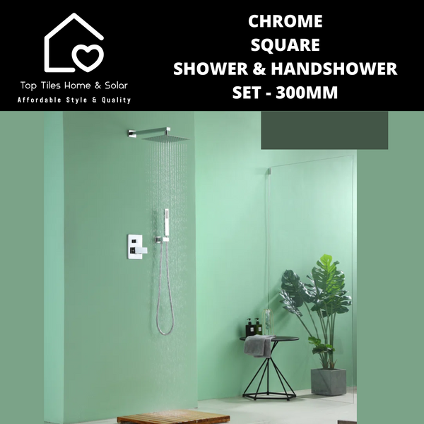 Chrome Square Shower & Handshower Set - 300mm