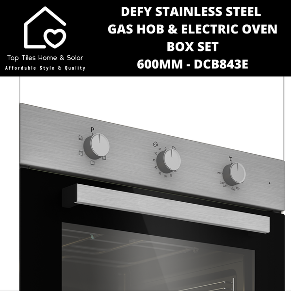 Defy Stainless Steel Gas Hob & Electric Oven Box Set- 600mm DCB843E