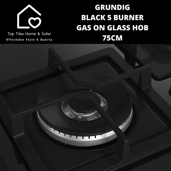 Grundig Black 5 Burner Gas on Glass Hob - 75cm