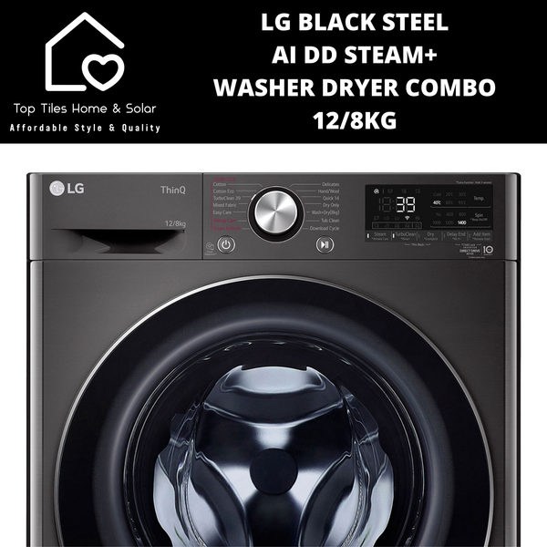 LG Black Steel AI DD Steam+ Washer Dryer Combo - 12/8kg