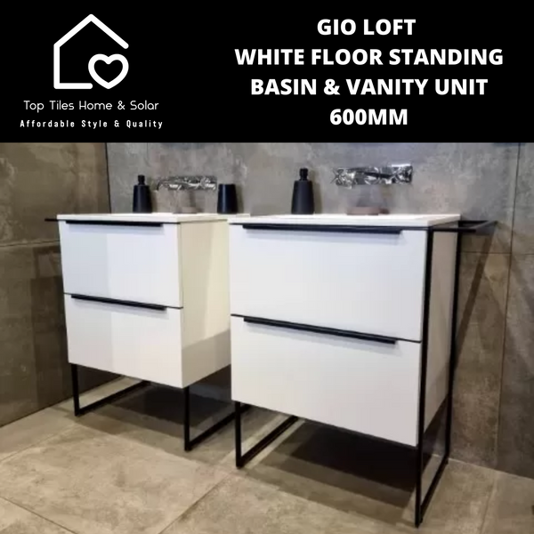 Gio Loft White Floor Standing Basin & Vanity Unit - 600mm