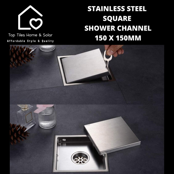 Stainless Steel Square Shower Channel - 150 x 150mm