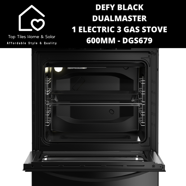 Defy Black DualMaster 1 Electric 3 Gas Stove - 600mm DGS679